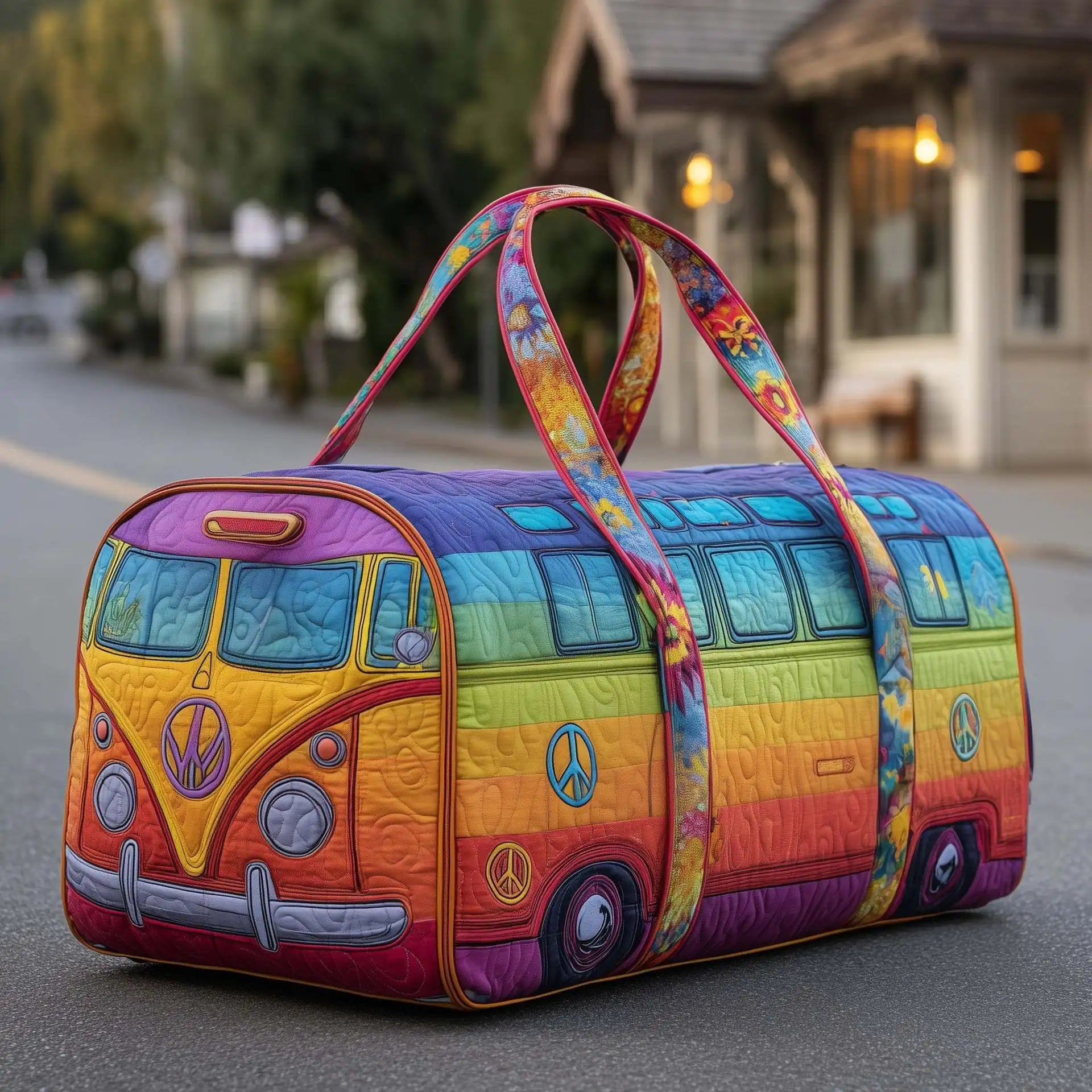 Women 3D Quilting Craft Travel Duffel Bag Fashion Sun Mountain Forest Qme A10