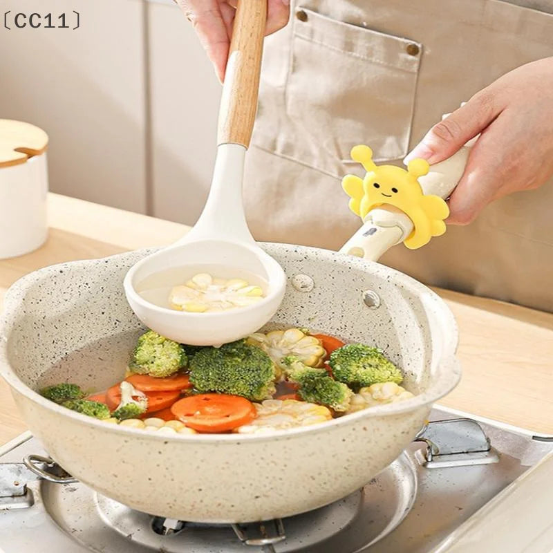CC11Silicone Spatula Rack Little Bee Anti Scalding Overflow Pot Clip Qme