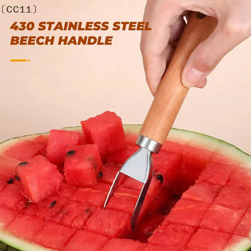 CC11Stainless Steel Watermelon Cutter Fruit Slicer Tool 3-in-1 Melon Qme