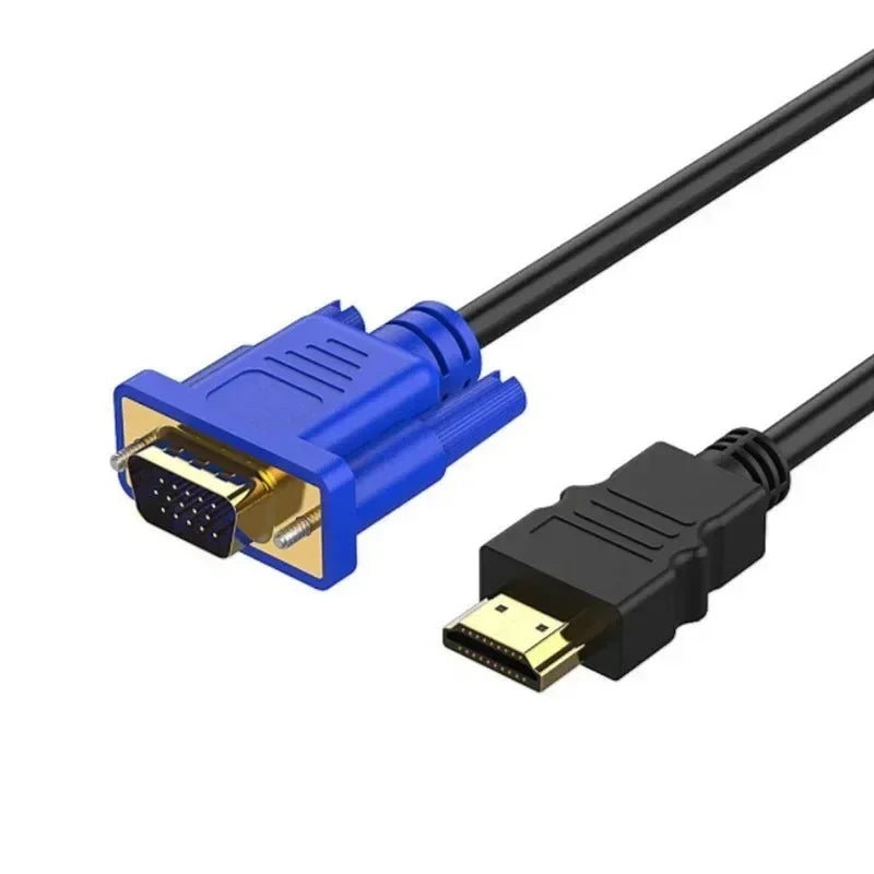 1/1.5/1.8M HDMI-compatible Cable To VGA 1080P HD with Audio Adapter Cable VGA Cable Dropshipping Plug Non-slip Desig Anti-wear Qme