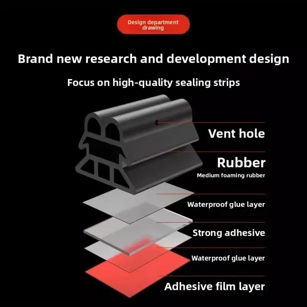 1M-12M Home Door Sealing Seal Strip Weather Stripping Strip for Door Sealing Gap Filler Noise Blocker Foam Windproof Tape Qme