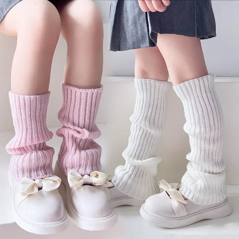 Sweet Girls Candy Color Korean Kids Leg Warmers Knitted Foot Cover Children Solid Autumn Winter Elastic Versatile Elephant Socks Qme