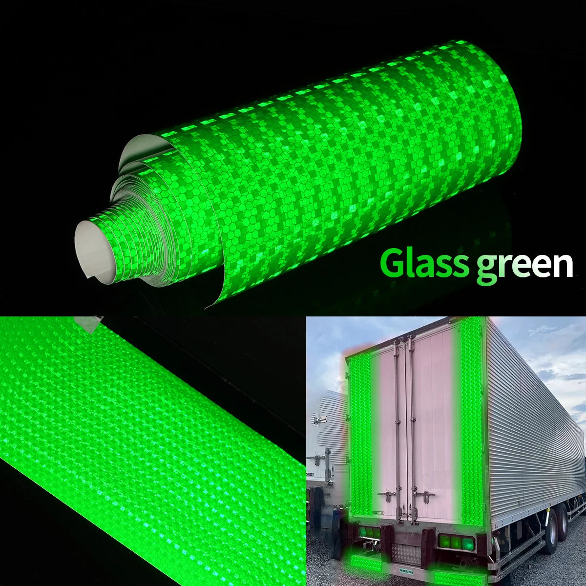 Reflective Safety Mark Tape Stickers Self Adhesive Warning Film for Car Motorcycle Auto Styling Qme Grass Green 3m 20cm