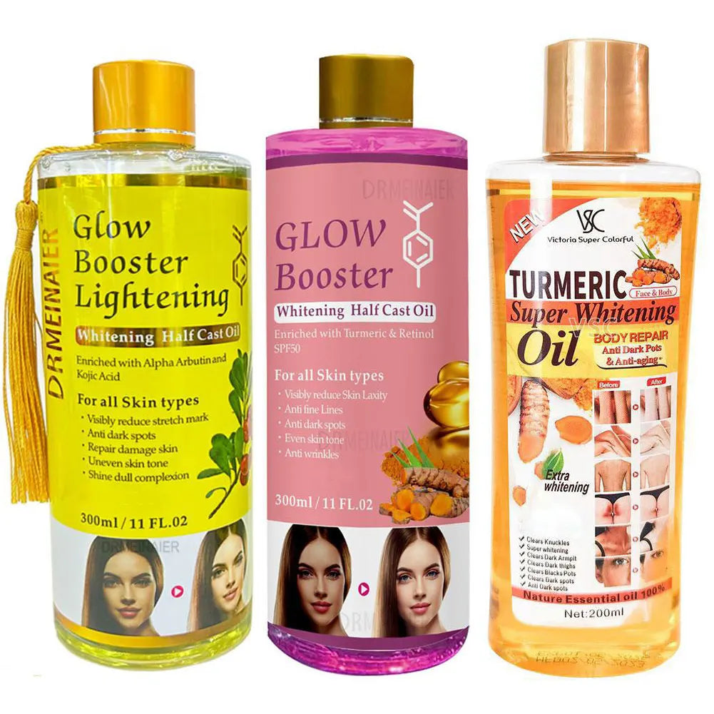 Facial Body Massage Oil Kojic Acid Whitening Serum Glow Booster Cast Qme