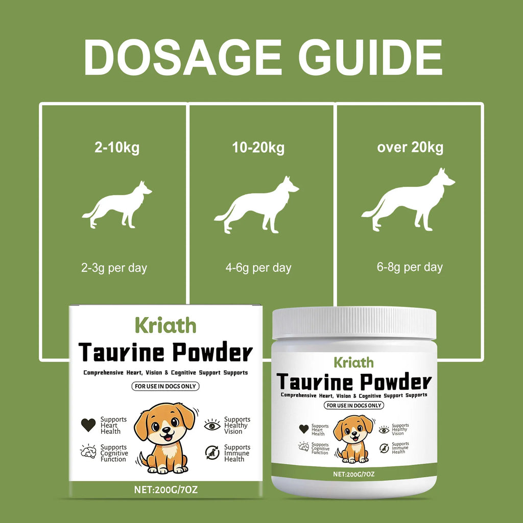 Pet Taurine Powder Support Heart Wellness Maintain Normal Vision Function Enhance Hair Radiance Dog Daily Nutrients Supplement Qme