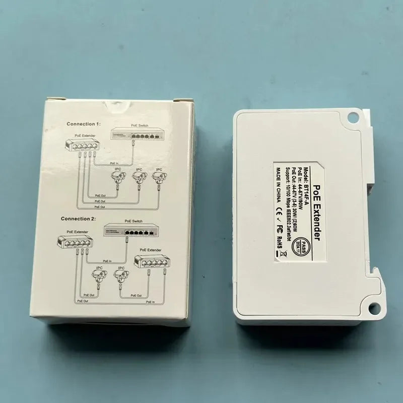 Indoor Rail Mount POE Extender 100Mbps 1-in-3-out Serial POE Repeater Cascade Booster Qme