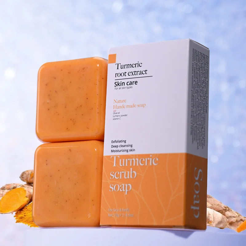 Turmeric Scrub Soap Solid Face Wash Kojic Acid Olive Oil Minerals Qme Default Title