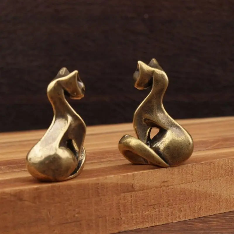 Brass Cat Figurine, Vintage Brass Sculpture, Desktop Craft, Small Ornament, Home/office Cat Statue, Home Decoration Qme