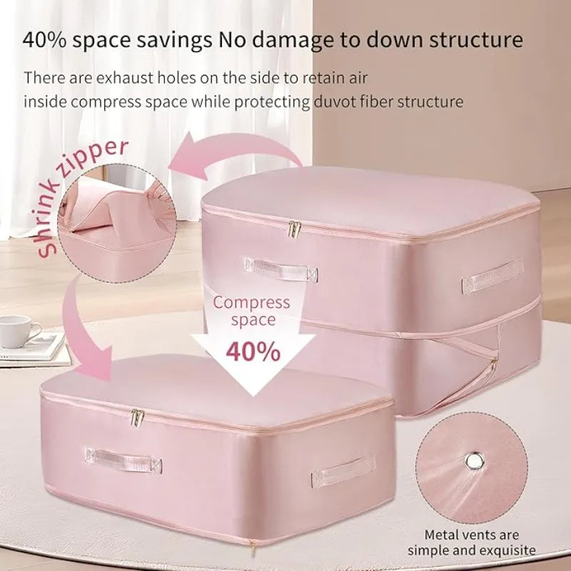 Self Compressing Vacuum Storage Bag Heavy Duty Portable Organizer Qme