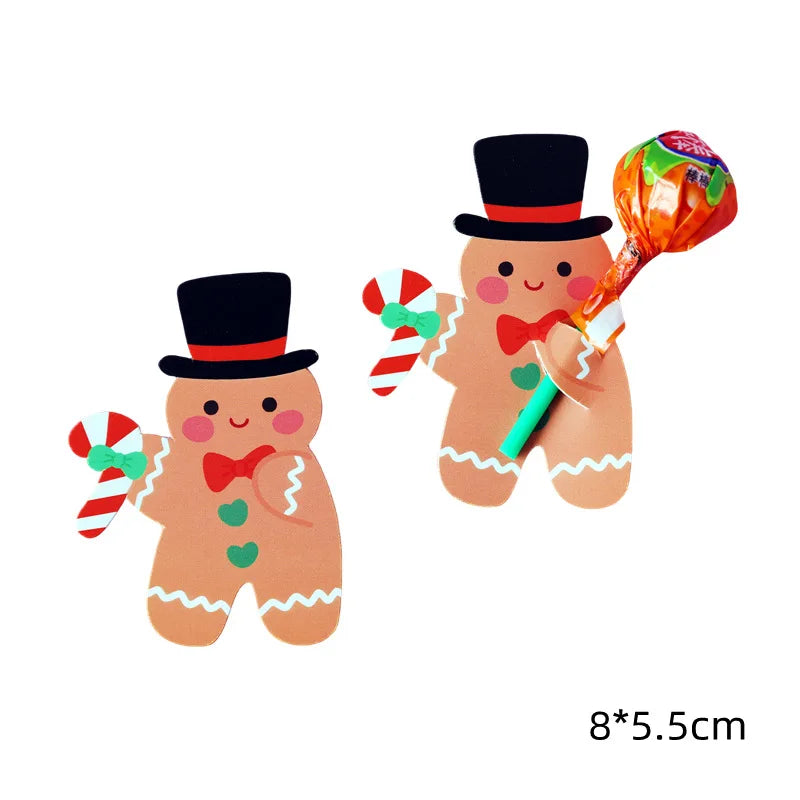 Christmas Lollipop Cards Candy Decor Insert Kindergarten Message Qme F 50pcs M