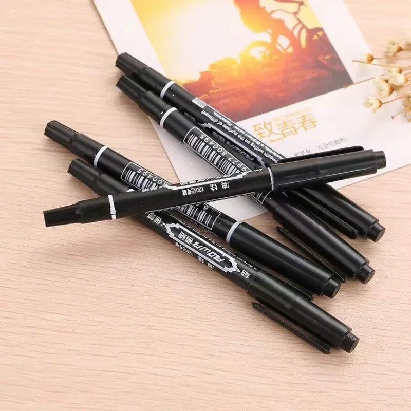 5/10Pcs Double Headed Marker Pen Oil Quick Drying Marker Pen Art Specific Marker Pen Fine Black Water-based Hook Pen Wholesale Qme