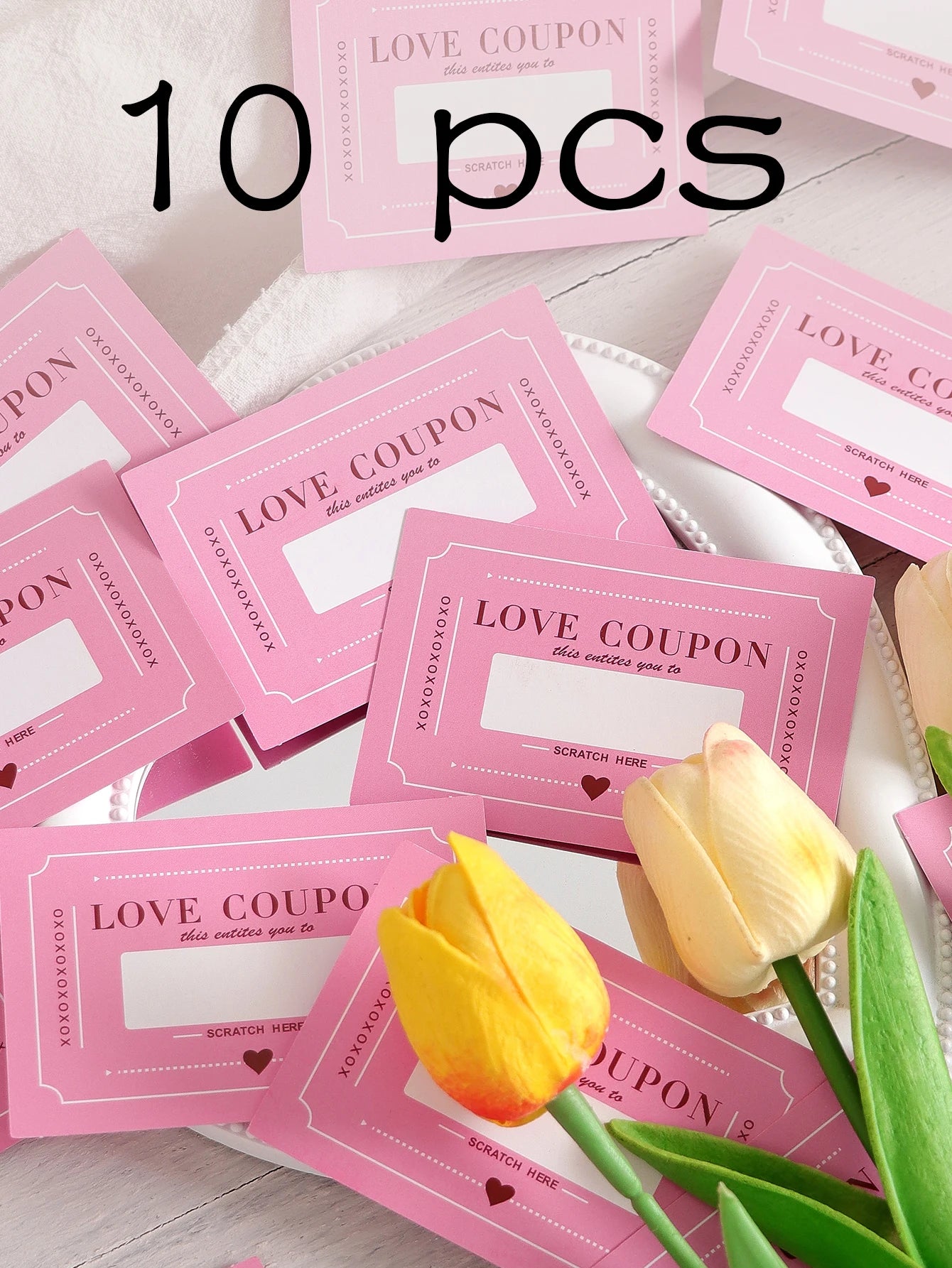 10Pcs/20Pcs Scratch-Off Love Coupons Couple Scratch Off Cards Valentine's Day Wedding Anniversary Creative Gifts Qme 10Pcs Pink