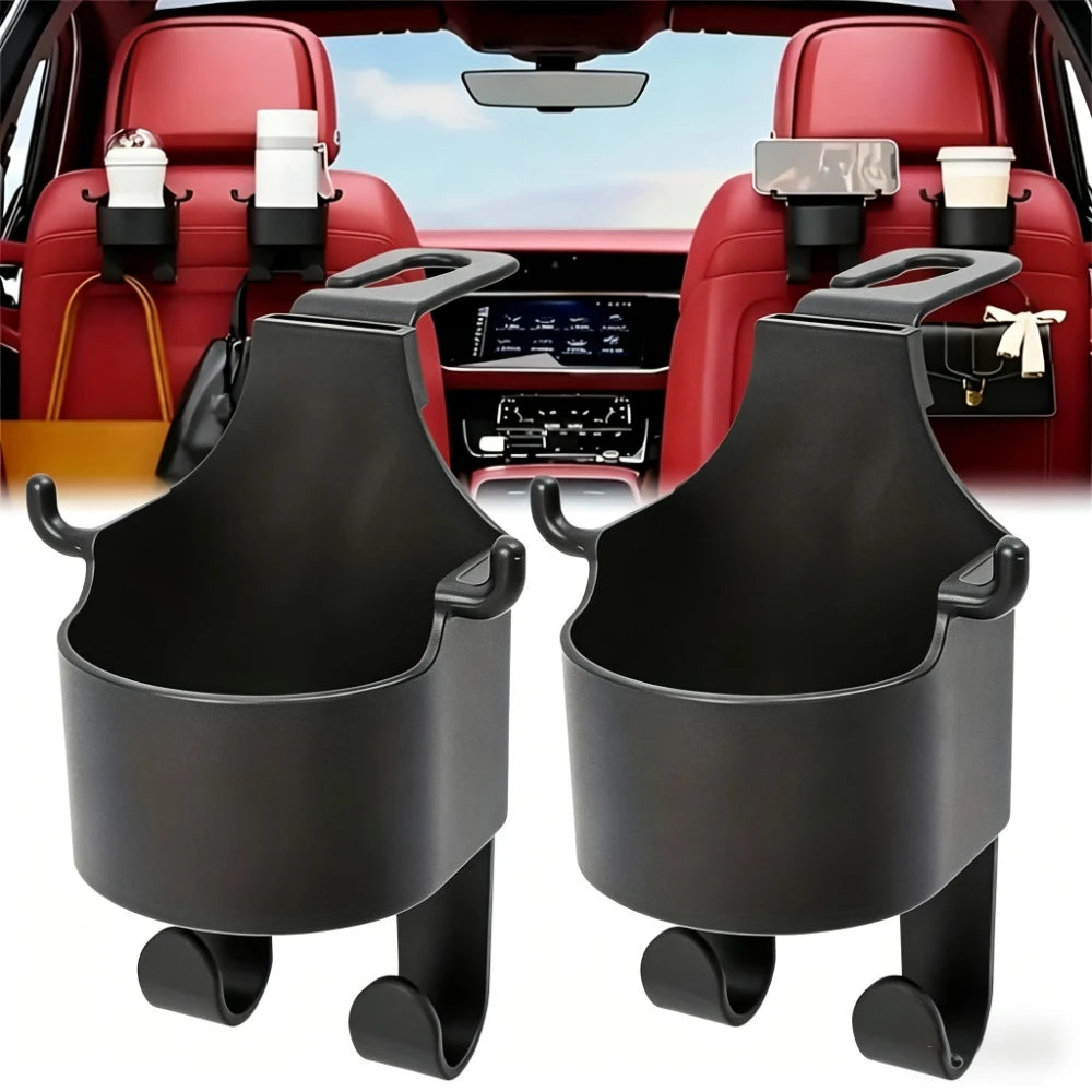 4pcs Three-in-one Car Seat Back Cup Holder, with Double-sized Hooks, Beverage Storage Rack, Universal Hanging Storage Rack Qme