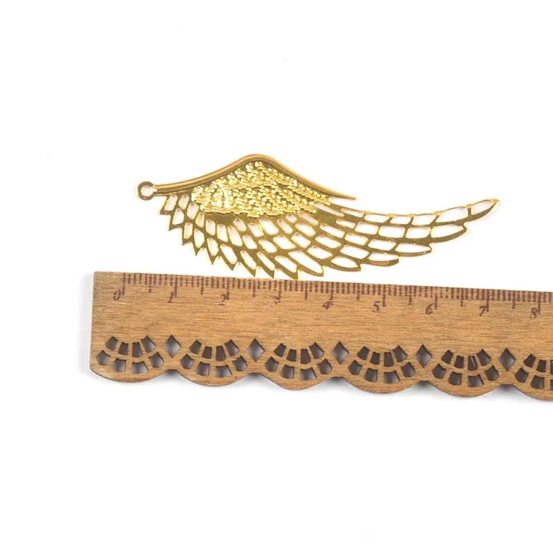 10Pcs Angel Wings Filigree Wraps Connectors For Making DIY Jewelry Accessories Findings Metal Crafts Scrapbook Home Decor yk0907 Qme 20x70mm-Gold-3