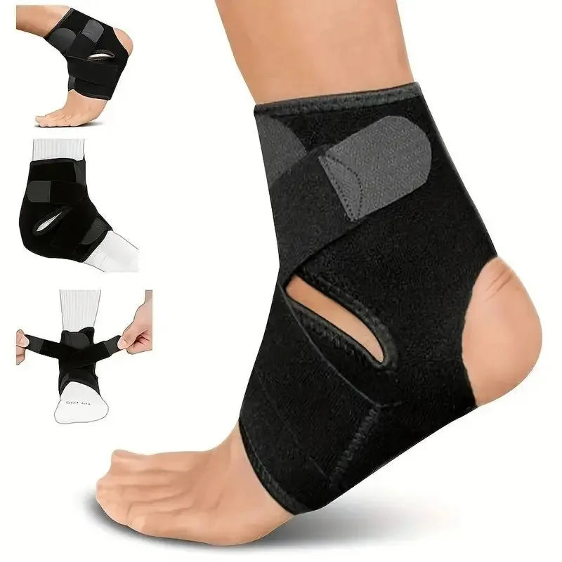 Breathable Ankle Brace Support Sleeve Adjustable Elastic Multi-sport Qme black