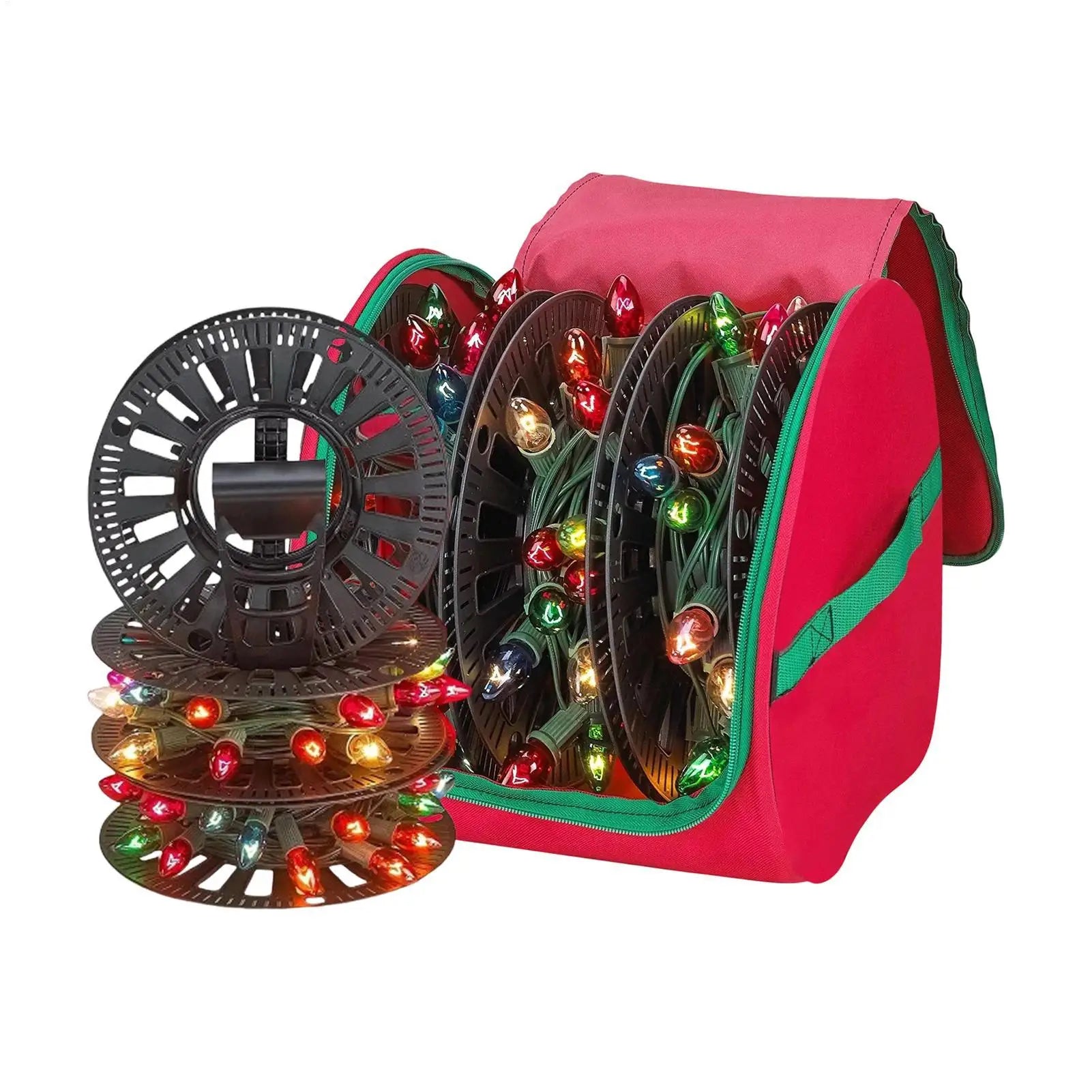 Christmas Lights Bag Large Capacity Portable Tear Proof Holiday Lights Winder Organizer for Home Apartment Bedroom Living Qme