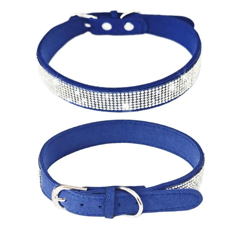 Crystal Dog Collar Comfortable Glitter Dog Collars Zinc Alloy Buckle Collar For Small Dogs Cats Qme Dark blue