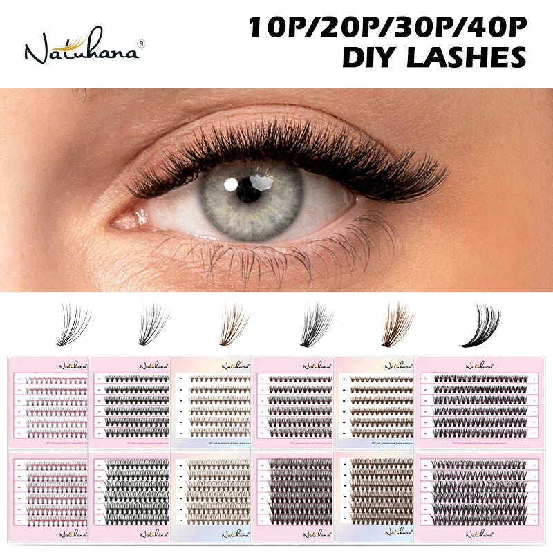 NATUHANA DIY Lash Extension 240 Clusters Individual Lashes 10P 20P Qme