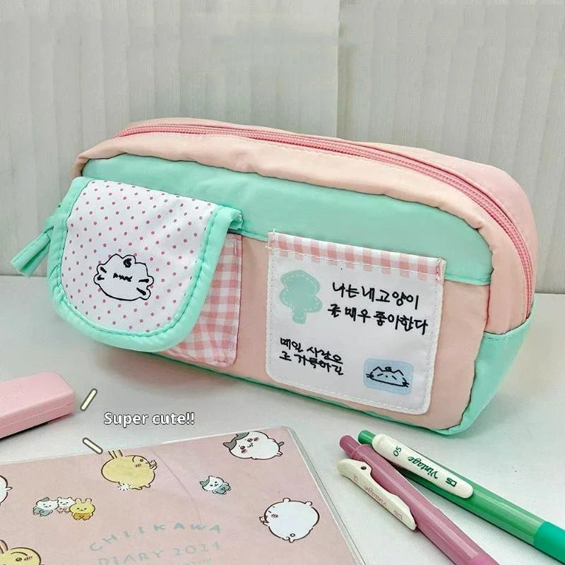 Cute Pencil Case Pens Pouch Large Capacity Simple Aesthetic Bag Qme