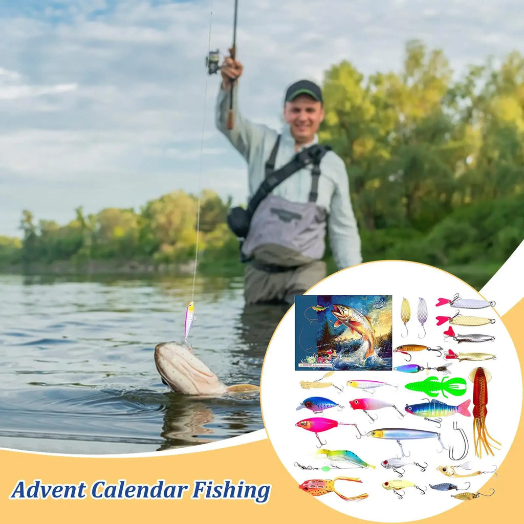 Fishing Christmas Calendar 24 Days Tackle Countdown Stocking Stuffers Qme