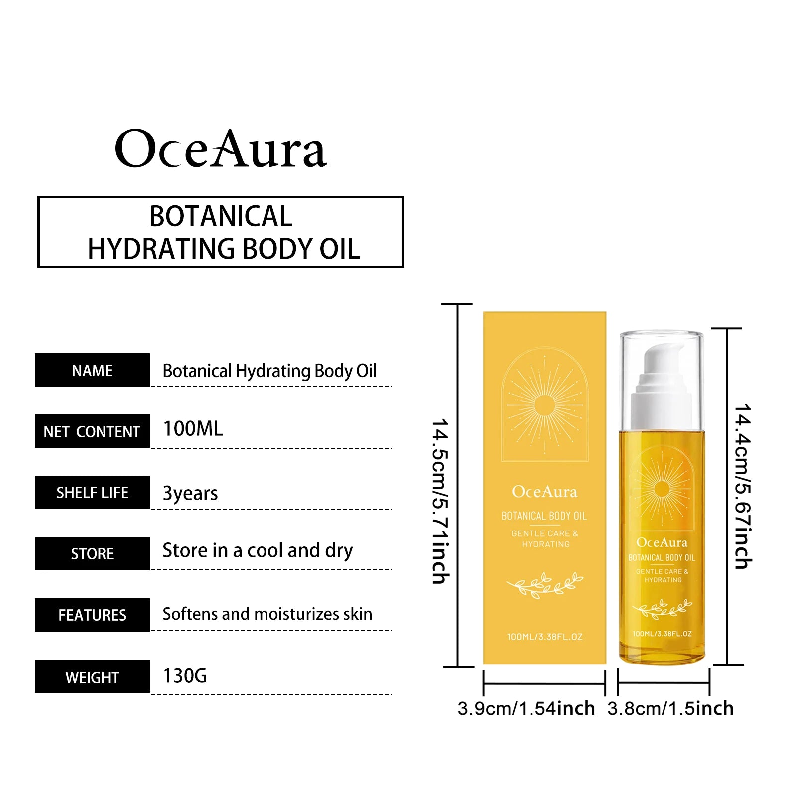Oceaura Botanical Body Oil Gentle Brightening Smoothing Long-lasting Qme