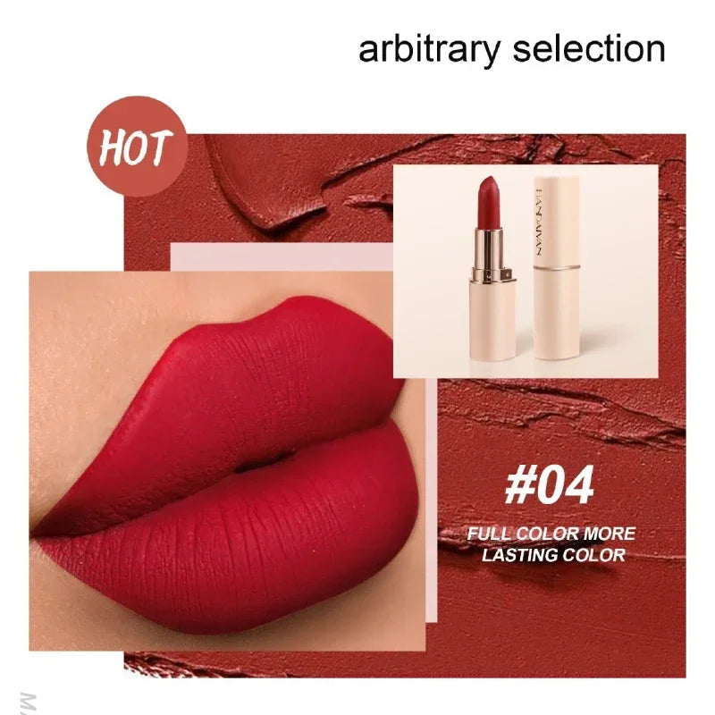 Deep Red Matte Lipstick 8 Colors Waterproof Non-stick Cup Lip Balm Makeup Dark Red Lipsticks Velvet Easy To Color Lips Cosmetics Qme