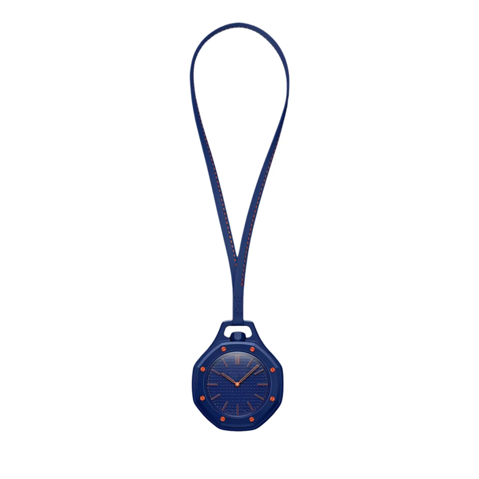 Octagonal Pocket Watch Necklace with PU Leather Lanyard Casual Hanging Watch Quartz Movement Candy Color Fashion Pendant Watches Qme Deep blue
