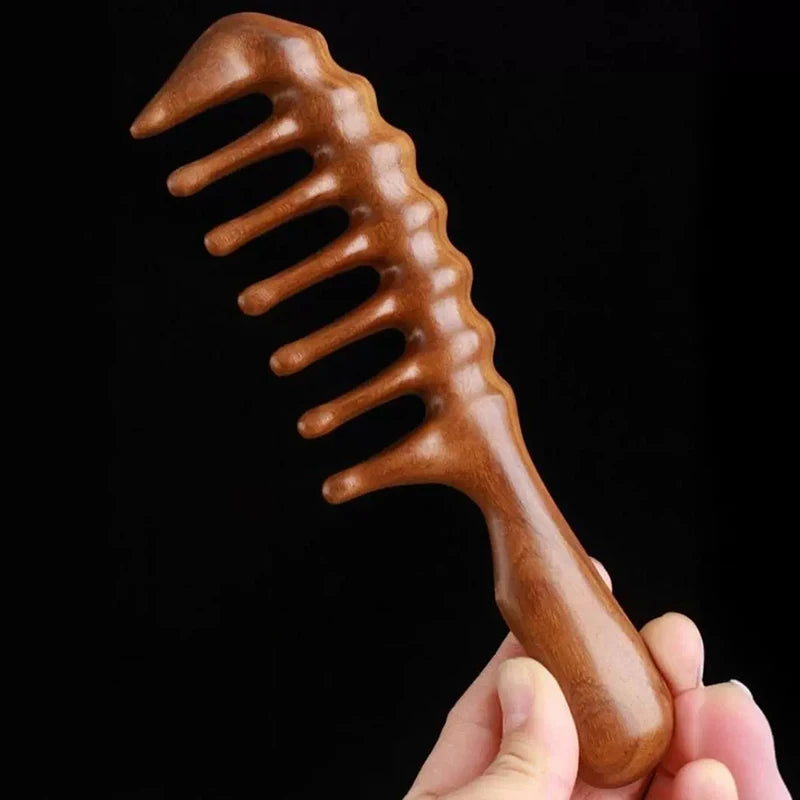 Natural Sandalwood Hair Combs Anti-static Wooden Comb Massager Tooth Qme