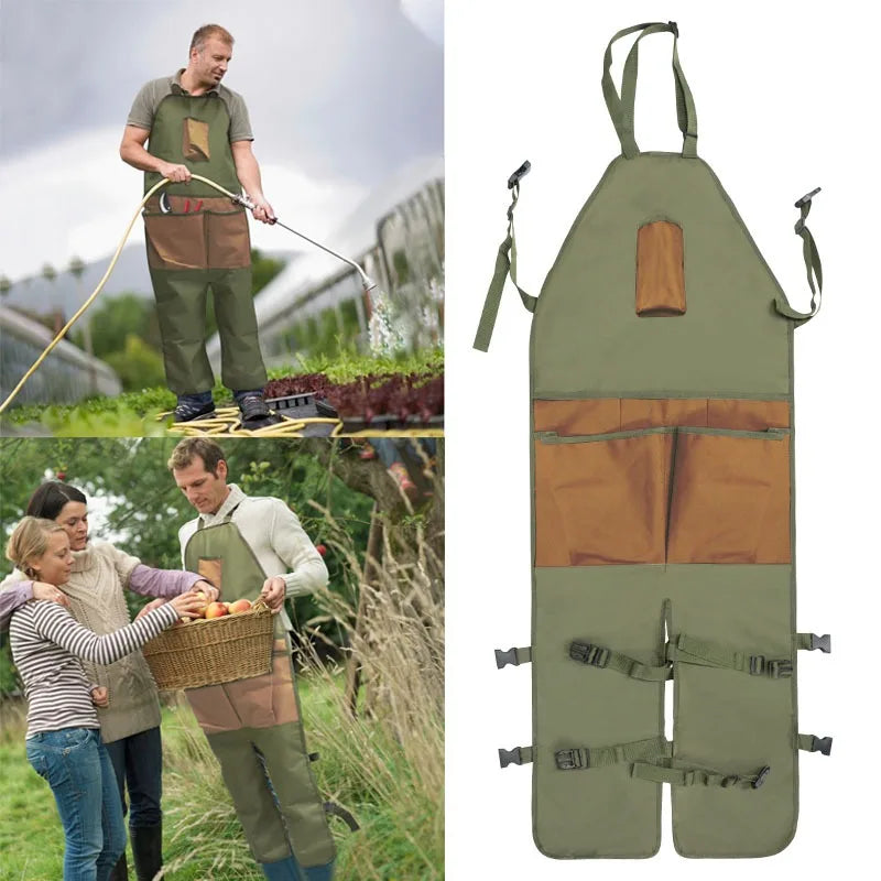 Garden Leg Gaiter Apron Pockets Waterproof Dirt Protection Pruning Qme