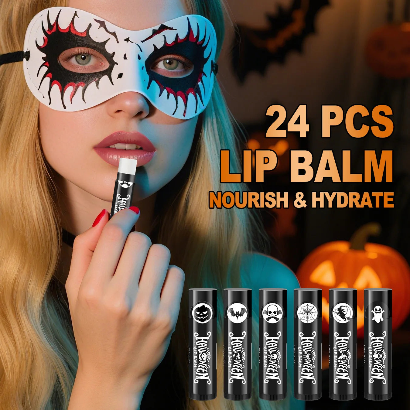 Halloween assembly gift 96PCS/box hand cream lipstick in bulk with BOO card and black gift bag Qme