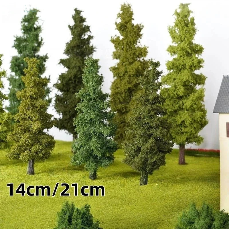 14/21cm Miniature Pine Tree Model Realistic Model Trees For DioramaTrain Layout Fairy Garden Architectural Landscape Decor Qme