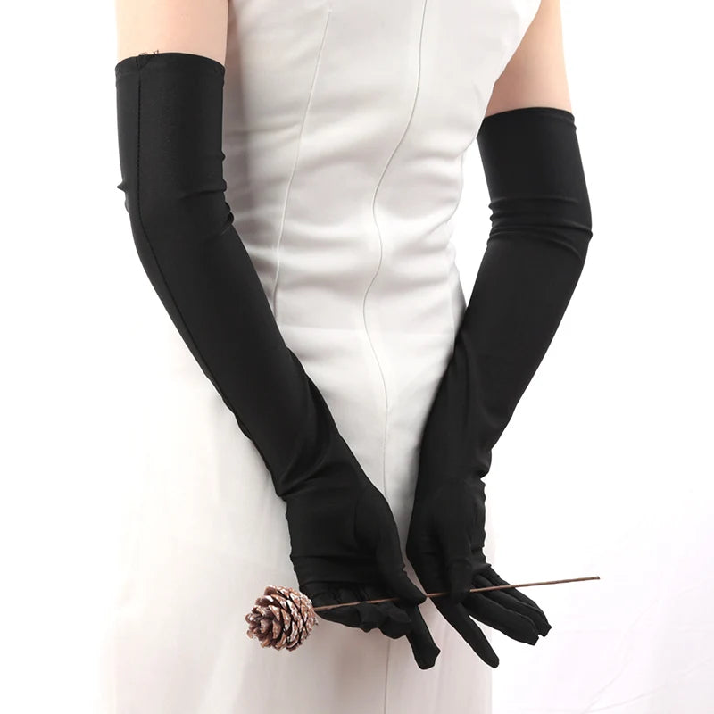 Women Long Gloves Finger Elbow Protection Opera Evening Party Prom Qme