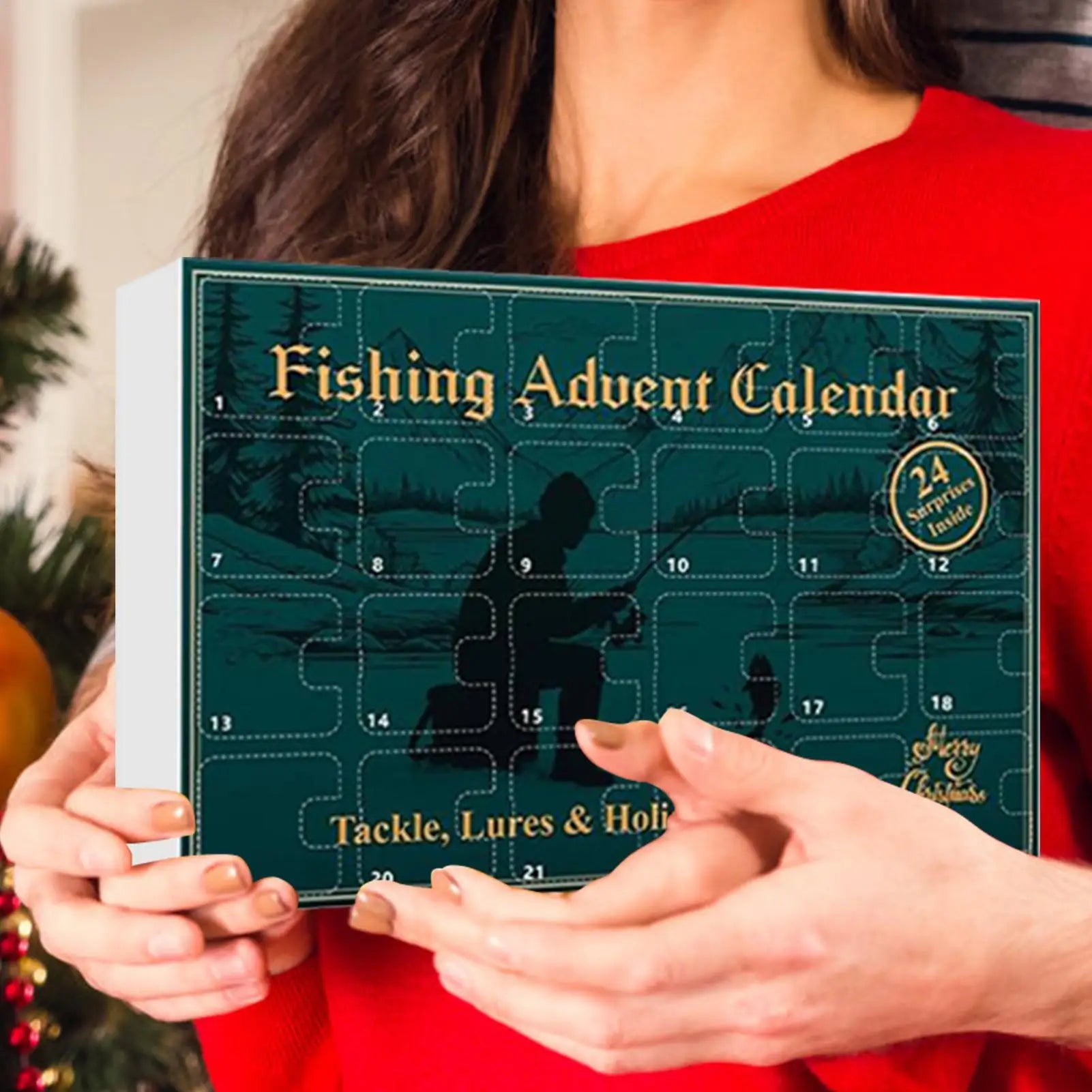 Advent Fishing Calendar 2025 24-Day Bait Holiday Fish Lure Countdown Qme