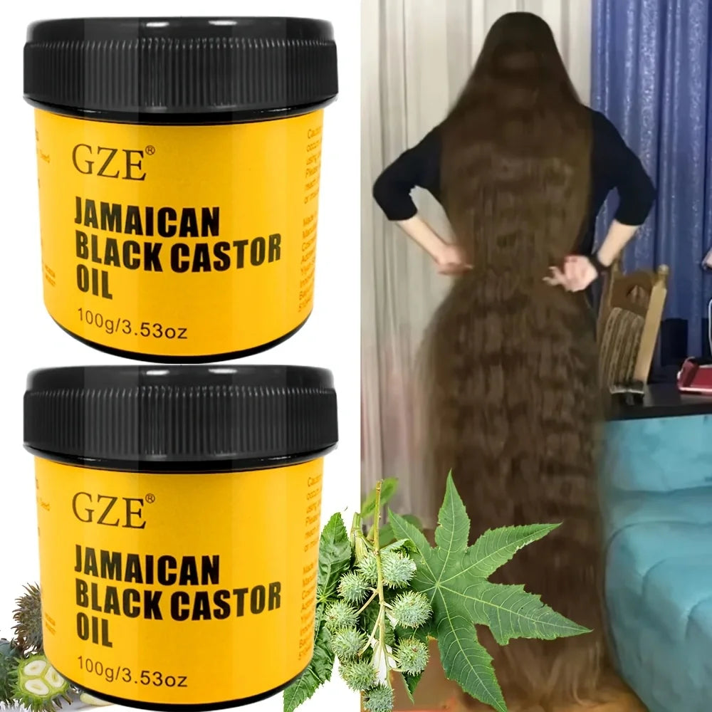 2 Pack GZE JAMAICAN Black Castor Oil - Jamaican Black Castor Oil for Hair Strengthens and Scalp Care Qme