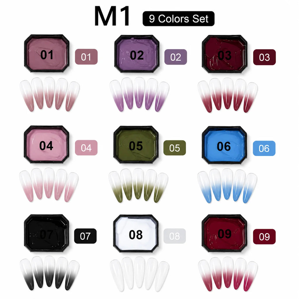 9 Colors Solid Cream Gel Nail Polish Palette Storage Case UV LED Soak Qme