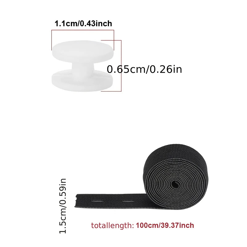 Adjustable hem and waist cinching tool, suitable for T-shirts, knitwear, dresses, sewing free hem shortening device with snap bu Qme