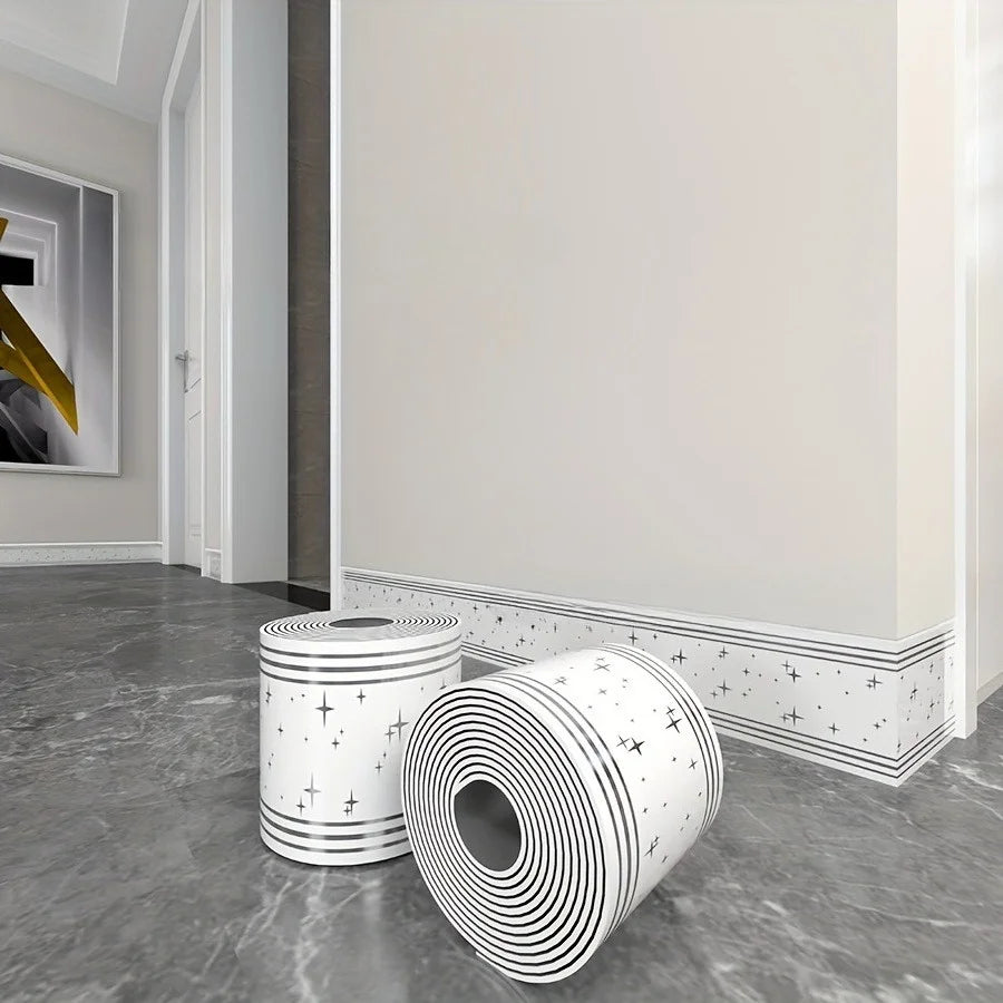 Roll Up Self-Adhesive Skirting Board Anti-Collision and Waterproof Waistline Living Room and Bedroom Decorative Wall Stickers Qme DW-230 1pcs