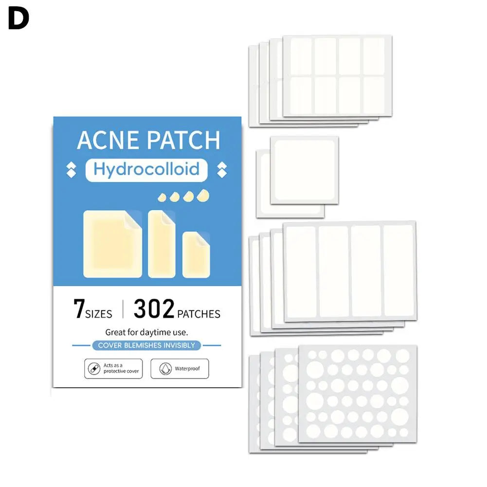 Mixed Sizes Hydrocolloid Pimple Patches For Face Salicylic Acid Hydrocolloid Invisible Acne Stickers For Zits Spots Qme 302pcs CN