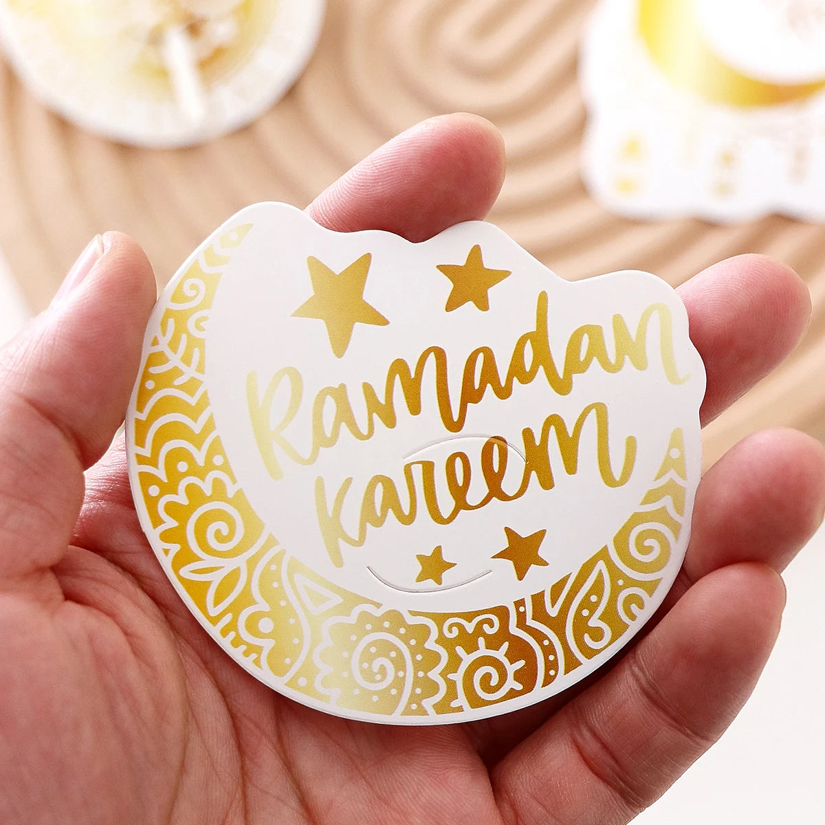 42 Pieces of Ramadan Gifts/Packages, Paper Lollipop Greeting Cards (for Ramadan Decorations), Small Gifts, Lollipops, Greeting Cards, Gift Tags, Decorative Paper, Crescent-Shaped Candy Boxes (Ramadan Muslim), Small Gift Box S Qme
