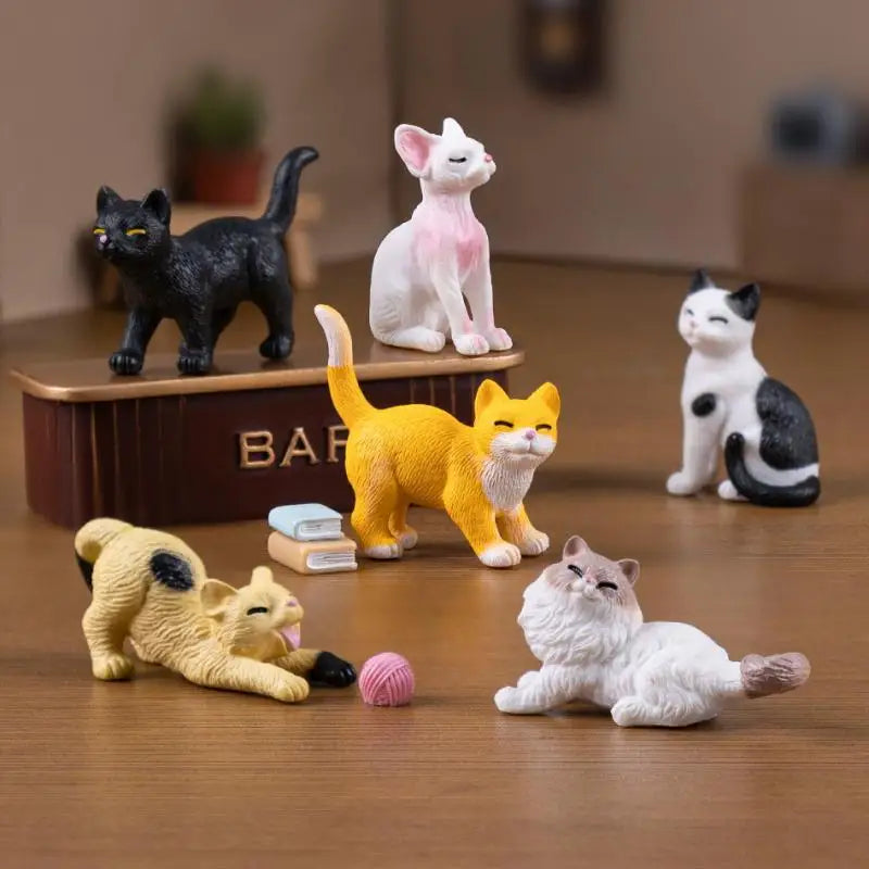 3 DIY Micro Landscape Resin Cat Ornament Animal Miniature Fairy Qme