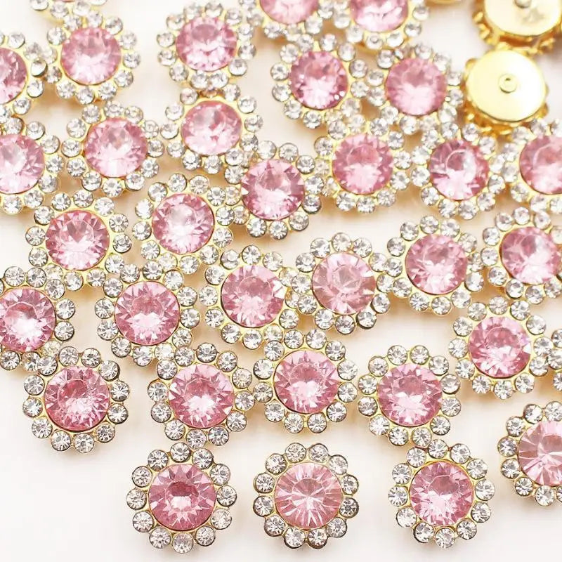 10/12mm Round Crystal Glass Sewing Stone Glue-on Claw Rhinestones Gold Base Button Sew On Rhinestones For Diy Clothes Crafts Qme