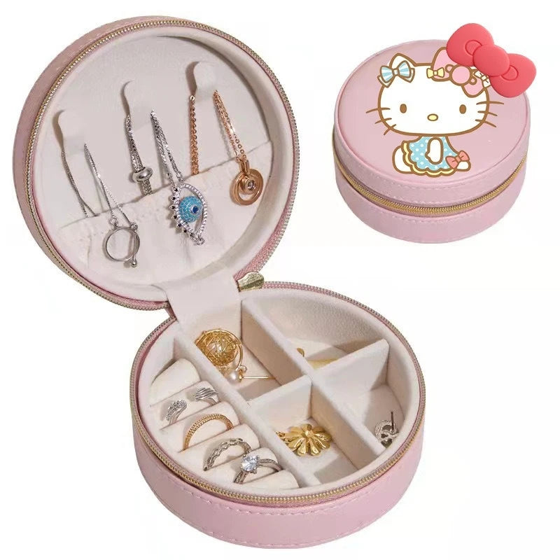 Hello Kitty Kuromi Cartoon Jewelry Box Student Ugly Fish Ring Storage Qme