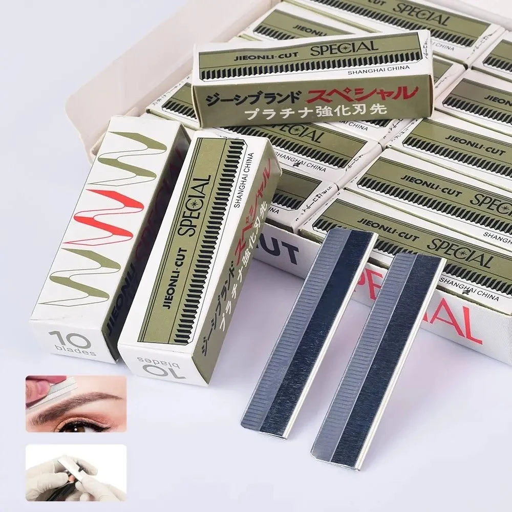 200pcs Microblading Eyebrow Knives Stainless Steel Eyebrow Trimmer Razor Blade for Permanent Makeup Brow Tattoo Beauty Tool Qme