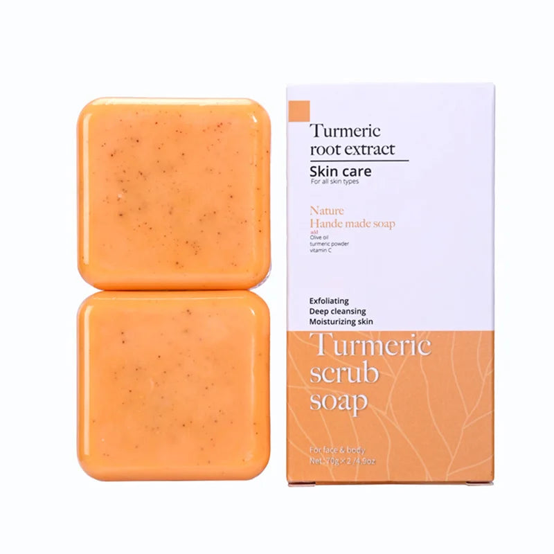 Turmeric Scrub Soap Solid Face Wash Kojic Acid Olive Oil Minerals Qme