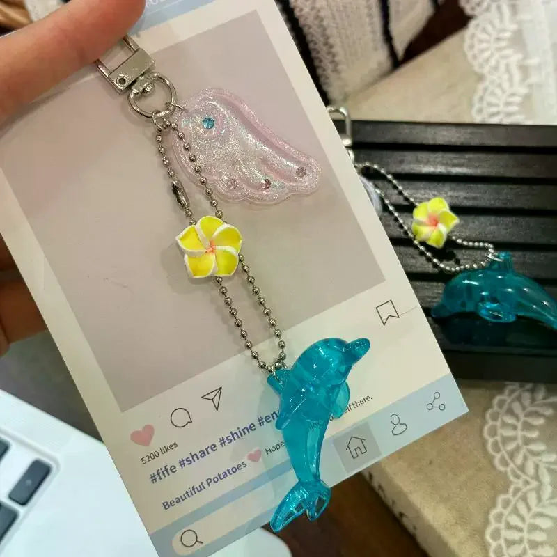 Y2K Dolphin Keychain Vintage Alloy Polished Smooth Cute Charm for Backpack Crossbody Bag Women Gift Accessory Qme