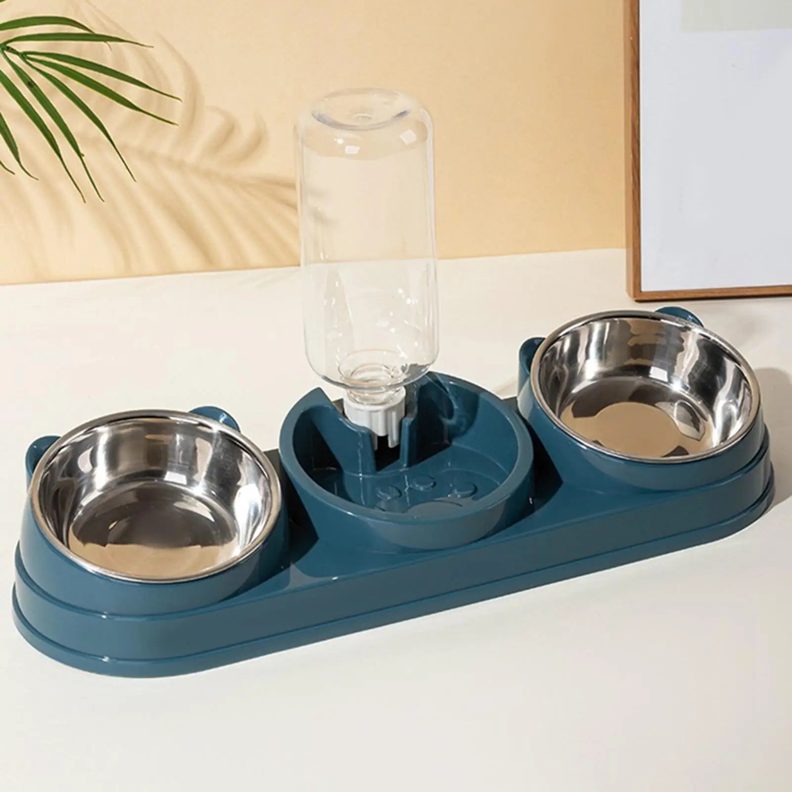 Pet Bowl Raised Dog Cat Dishes Food Water Stainless Steel Non-slip Qme