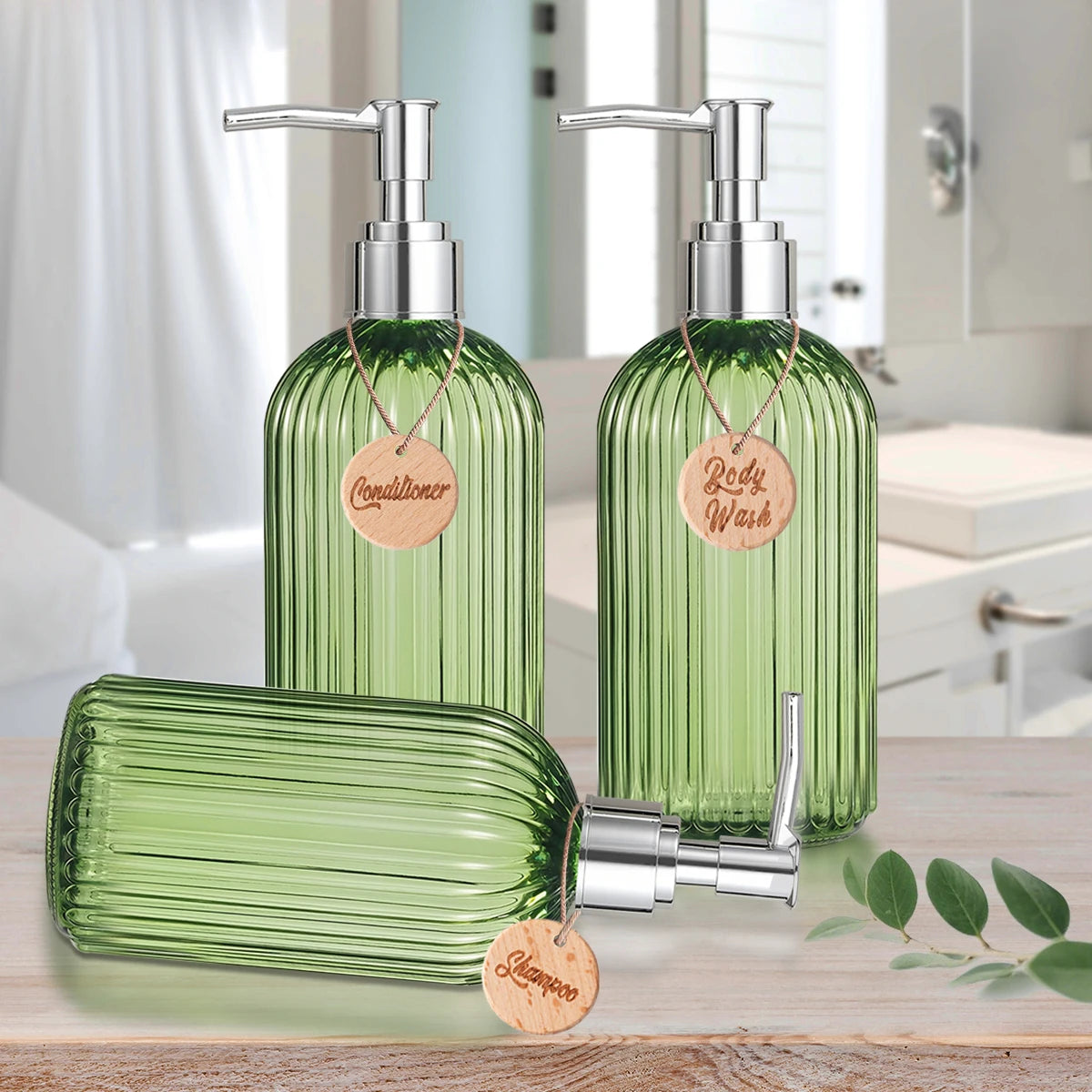 Shampoo Dispenser-Refillable Shampoo and Conditioner Bottles, Modern Shampoo Bottles for Shower Soap Empty Shampoo Bottles Qme