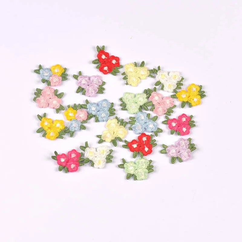 10pcs 3x2cm 3-Flower Cluster Embroidered Appliques, Handmade sewing decoration for DIY Clothes Hair Accessories No Glue cp4363 Qme