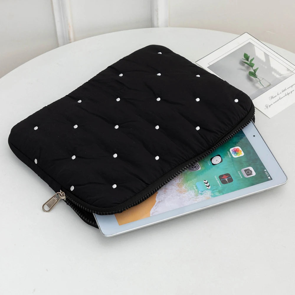 Embroidered Dot Computer Bag, Simple Solid Color Tablet Bag, Inner Bag, Laptop Storage Bag, Multiple Sizes To Choose From Qme
