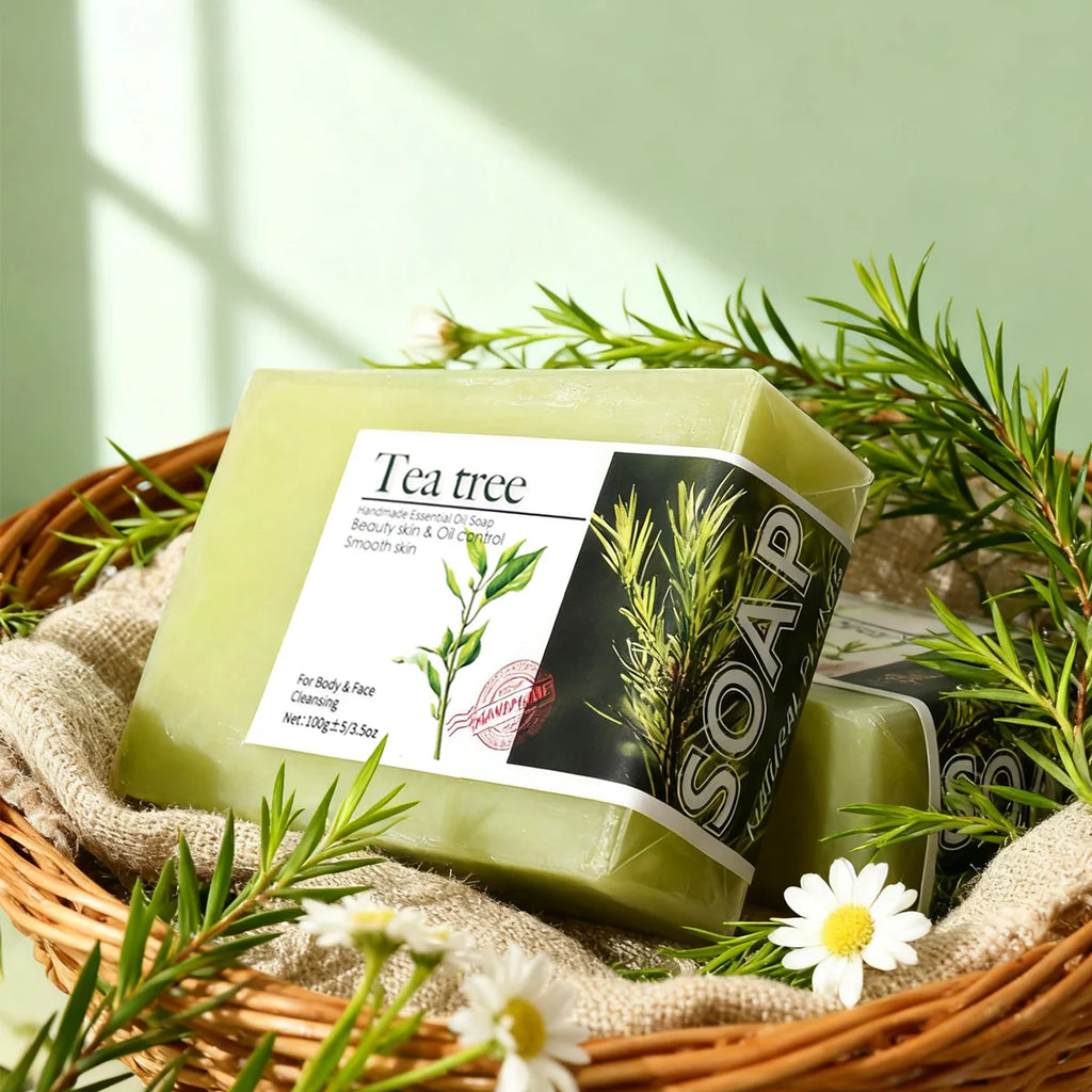 2Pcs100G Tea Tree Oil Soap Bar Deep Cleansing Facial Bath Acne Pimple Qme